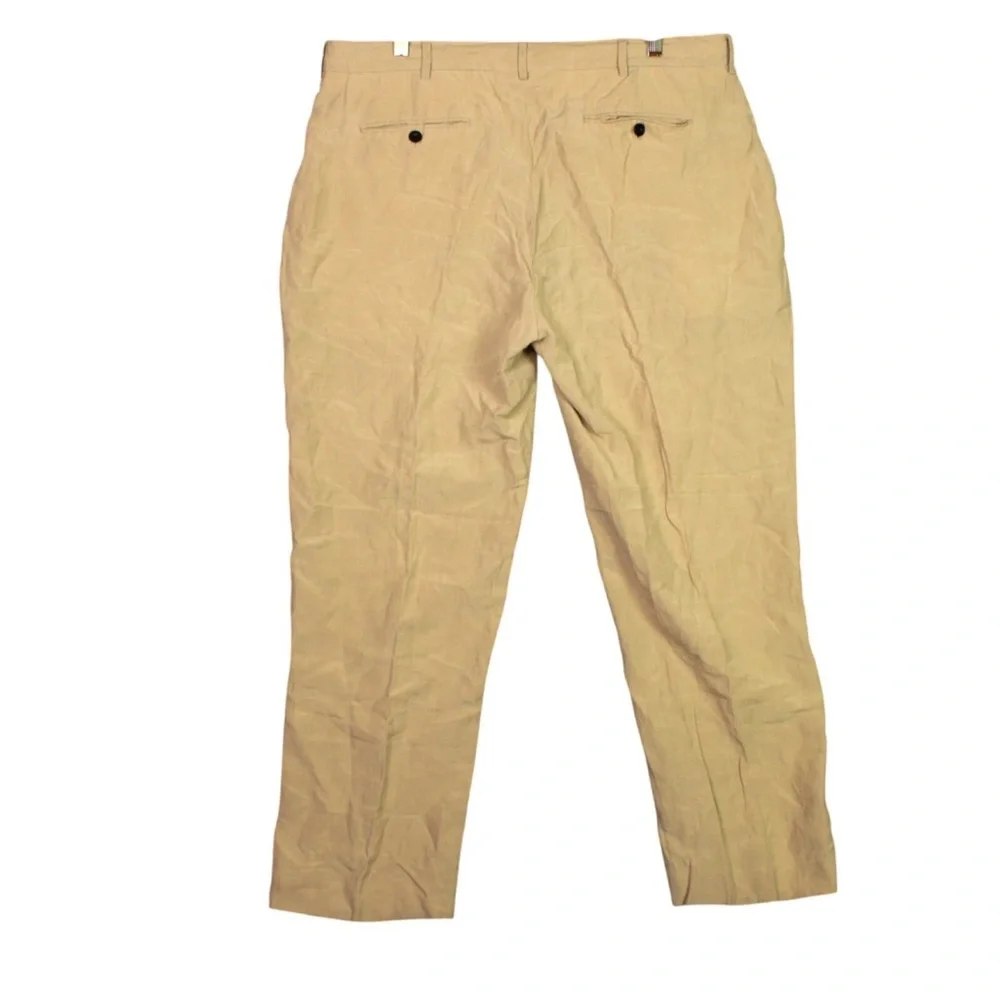 Vintage Polo Ralph Lauren Pant Mens 38x30 Beige Linen Silk Pockets Lightweight